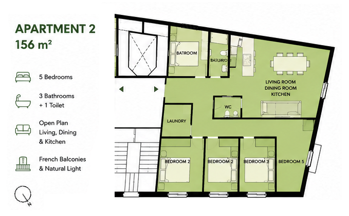Plano del apartamento de 156 m²